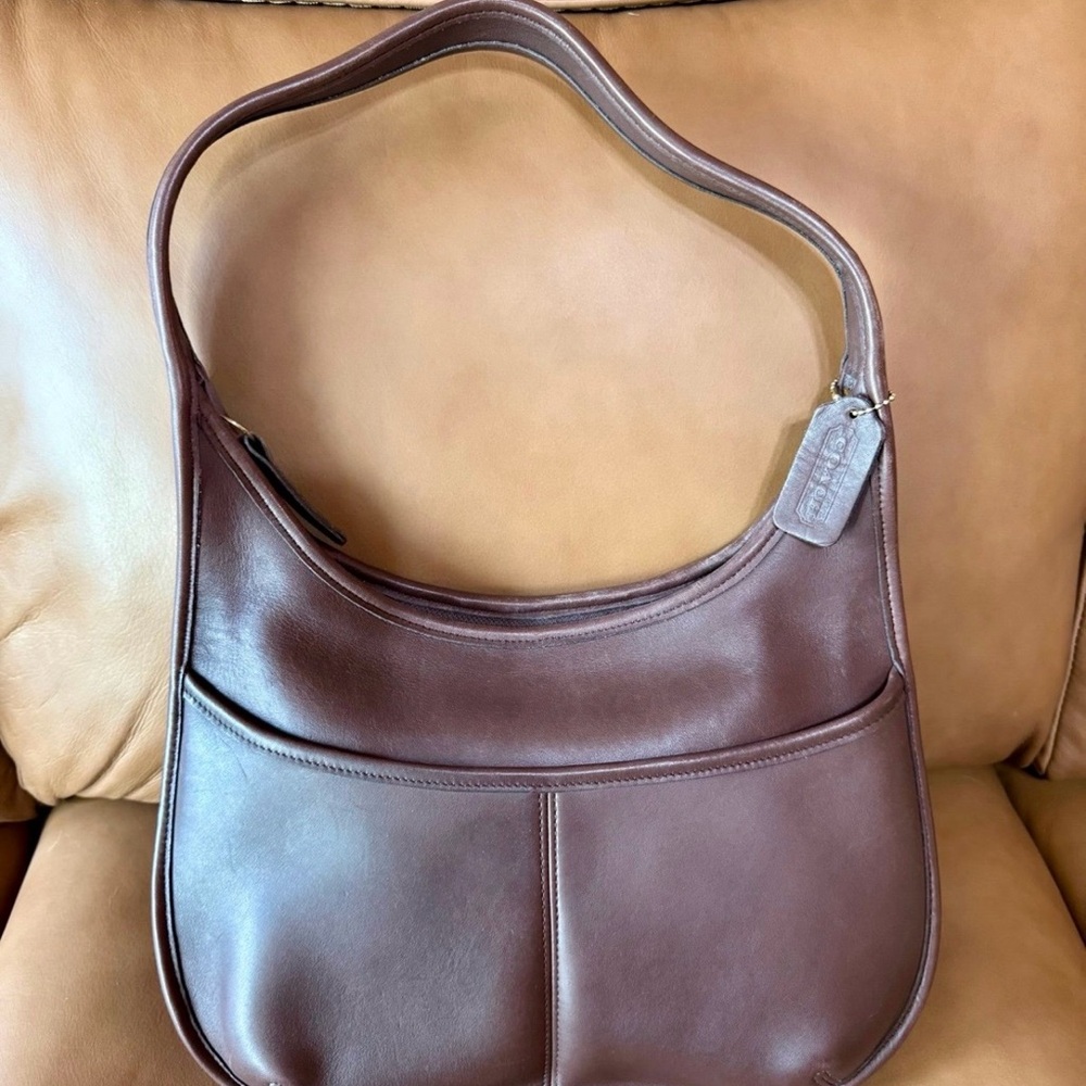 Authenticated Vintage Coach Ergo 9033 Mahogany Brown Leather Bag